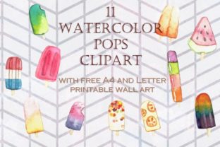 11 Hand Painted Watercolor Ice Pops