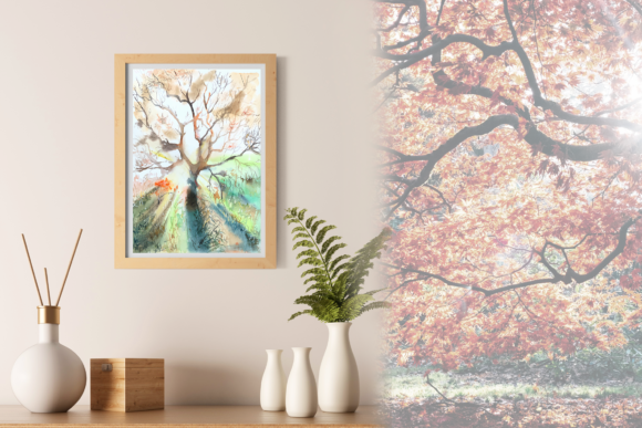 Autumn Light - Watercolor Print Clip a Illustrations