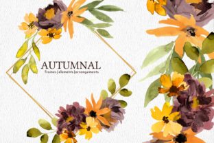 Autumn Watercolor Flowers Clipart and Illustrations
