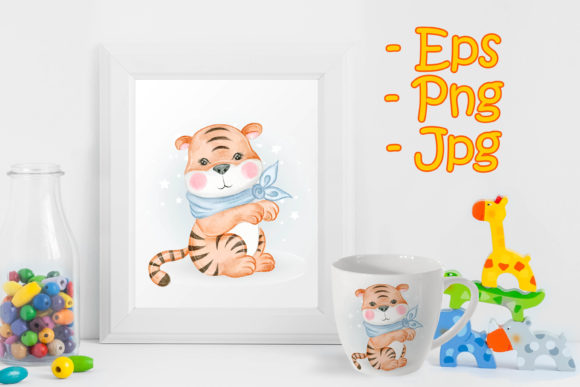 Baby Tiger Adorable Watercolor