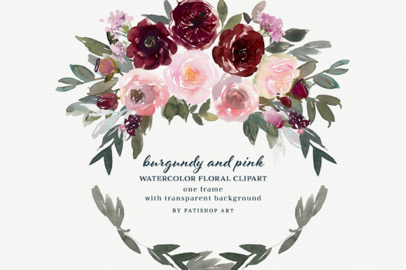 Burgundy and Pink Watercolor Clipart: Freebies for Creative Design