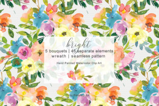 Colorful Watercolor Floral Clip Art and Illustrations