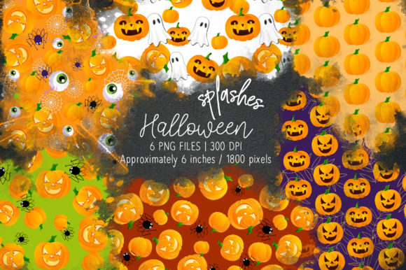 Halloween Watercolor Splashes 02 Illustrations