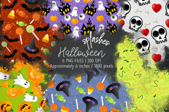 Halloween Watercolor Splashes 16 Freebies
