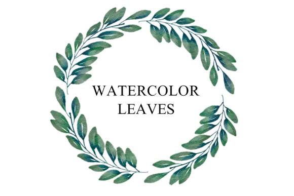 Leaf Wreath Watercolor PNG and Illustrations