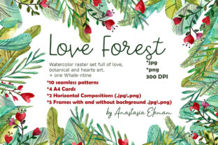 Love Forest Watercolor Set with Patterns