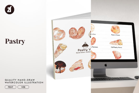 Pastry Set1 Watercolor Illustration