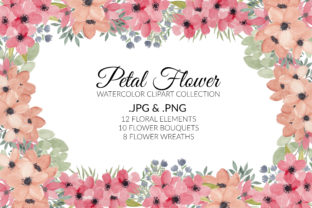 Petal Flower Watercolor Clipart Set