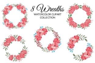 Red Rose Floral Watercolor Clipart Set