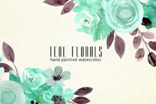 Teal Florals Watercolor Clipart