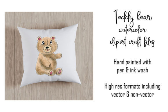 Teddy Bear Watercolor Clipart Craft File
