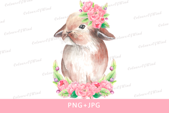 Watercolor Cute Bunny Sublimation Design and Illustrations