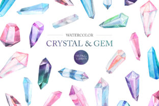 Watercolor Gem and Crystals Set for Illustrations