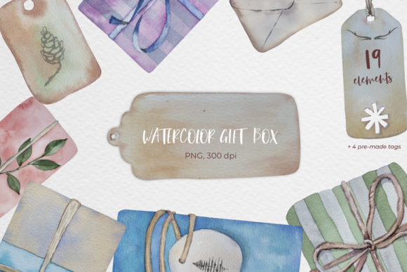 Watercolor Gift Boxes and Illustrations