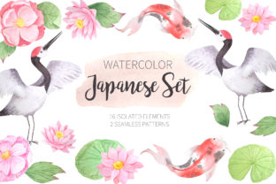 Watercolor Japanese Clipart Set and Illustrations