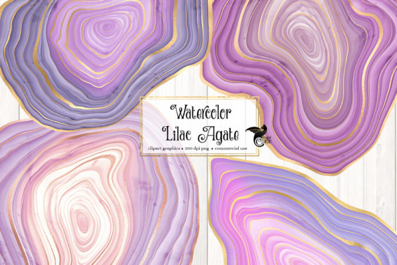 Watercolor Lilac Agate Clip Art