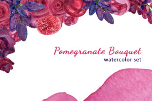 Watercolor Pomegranate Bouquet Illustrations
