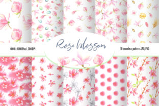 Watercolor Rose Blossom Pattern Set for Illustrations