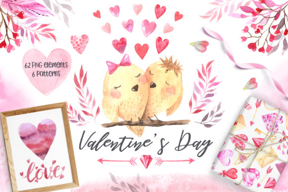 Watercolor Valentine's Day Set Vol.2 and Illustrations