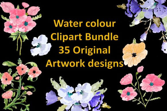 Watercolour Flower Clipart Bundle CU and Illustrations