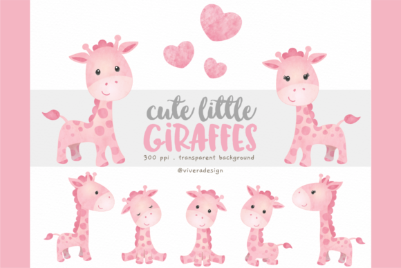 Watercolour Giraffes in Pink Illustrations
