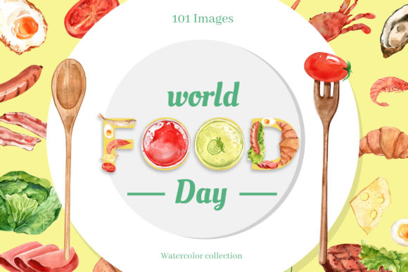 World Food Day Watercolor Set and Illustrations